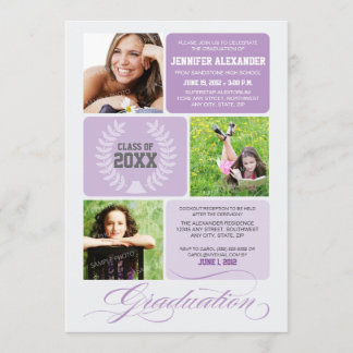 Ombre Blocks Graduation Party Invitation (lilac)