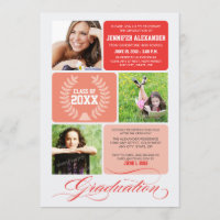 Ombre Blocks Graduation Party Invitation (rouge)