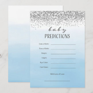 Ombre Blue and Silver Baby Prediction Card