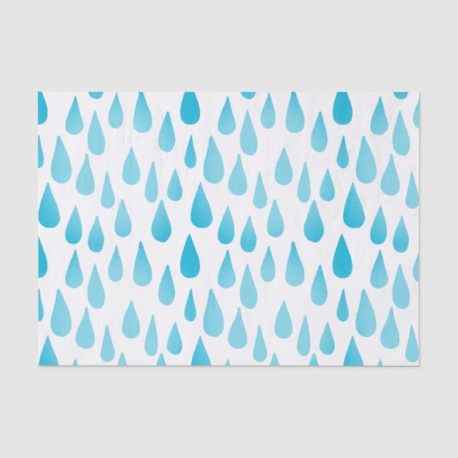 Ombre Blue Falling Raindrops Tissue Paper (Front)