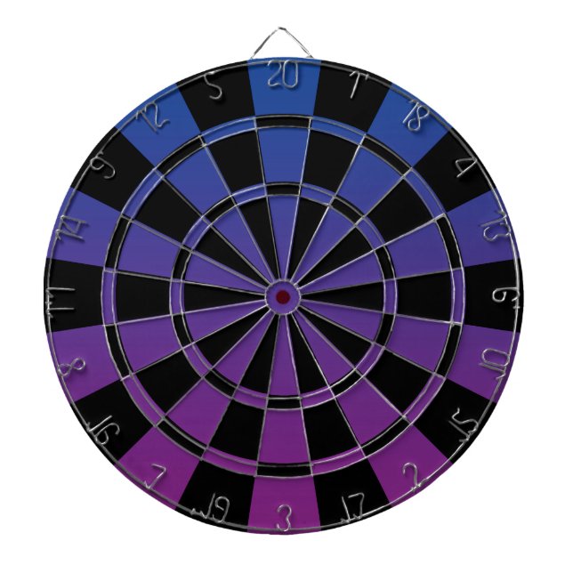 Ombre Blue Purple And Black Dartboard (Front)