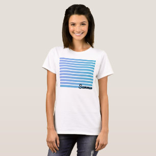 Ombre Blue Stripes Summer T-Shirt