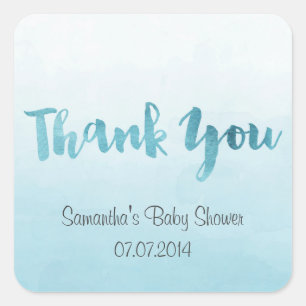 Ombre Blue Watercolor Thank You Stickers