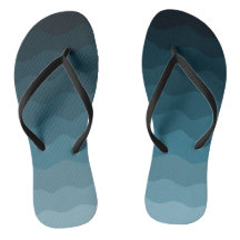 Ombre Blue Waves Pattern Flip Flops