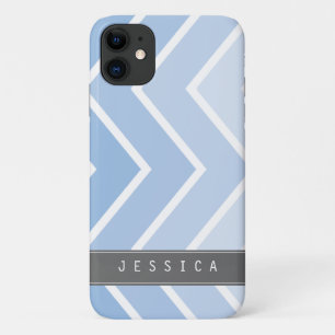 Ombre Blue Zig Zag Chevrons Pattern iPhone 11 Case