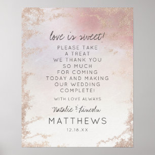 Ombre Blush Pink Foil Love is Sweet Wedding Sign