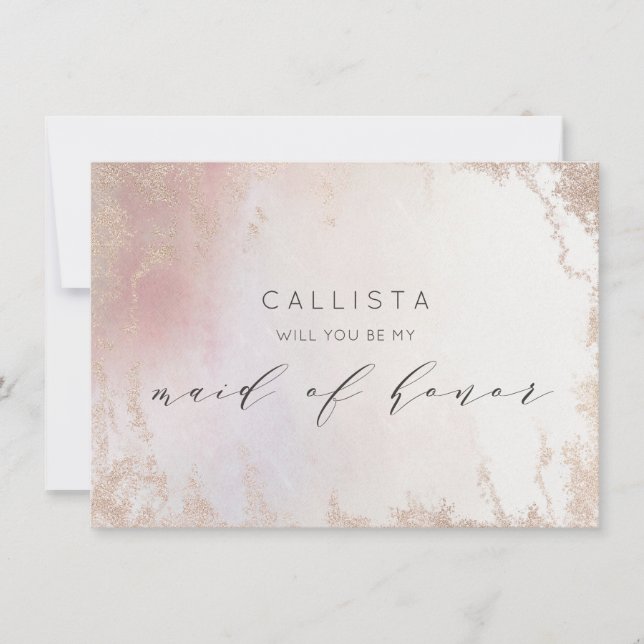 Ombre Blush Pink Frost Maid of Honour Proposal Car (Front)