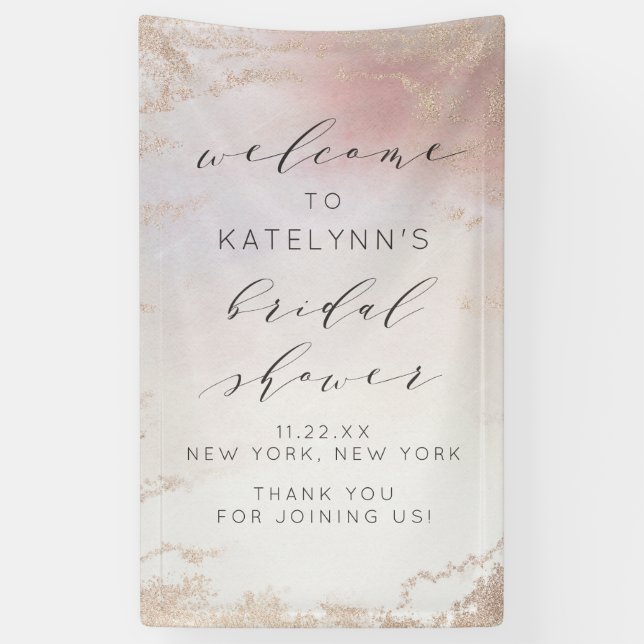 Ombre Blush Pink Frosted Bridal Shower Welcome Banner (Vertical)