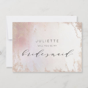 Ombre Blush Pink Frosted Bridesmaid Proposal Card