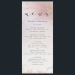 Ombre Blush Pink Frosted Foil Watercolor Dinner Menu<br><div class="desc">Ombre Blush Pink Frosted Foil Watercolor Wedding Design with hand painted watercolor wash fading background texture. A Chic and Modern Look for a spring or summer wedding, with soft pastel colour palette : Blush Pink, and rose gold faux foil veins and details, and a modern trendy brush Script lettering Font...</div>