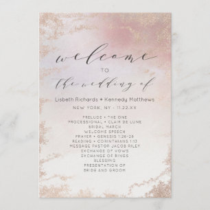 Ombre Blush Pink Frosted Foil Wedding Ceremony Program