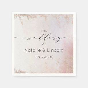 Ombre Blush Pink Frosted Foil Wedding Monogram Napkin