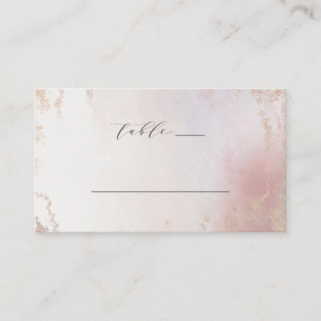 Ombre Blush Pink Frosted Foil Wedding Table Number Place Card (Front)