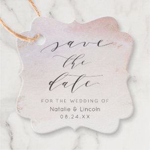Ombre Blush Pink Frosted Rose Gold Save The Date Favour Tags