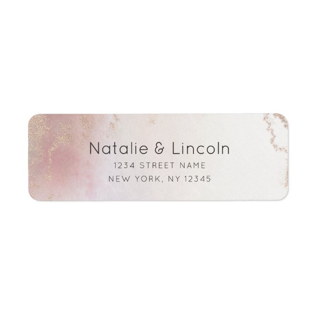 Ombre Blush Pink Frosted Wedding Return Address (Front)