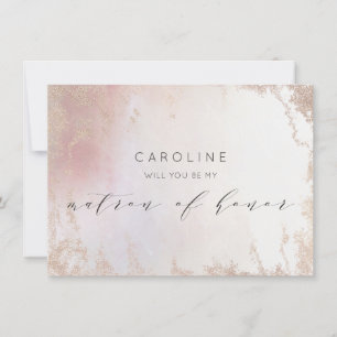 Ombre Blush Pink Matron of Honour Proposal Card