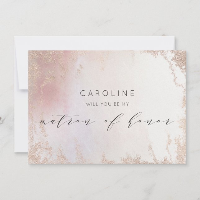 Ombre Blush Pink Matron of Honour Proposal Card (Front)