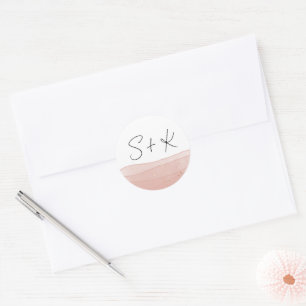 Ombre Blush Pink Wedding Classic Round Sticker