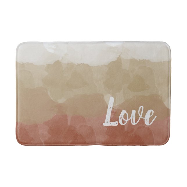 Ombre Brown and Tan Love Graceful Gradient Bath Mat (Front)