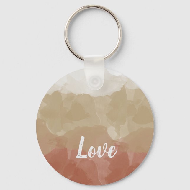 Ombre Brown and Tan Love Graceful Gradient Keychain (Front)