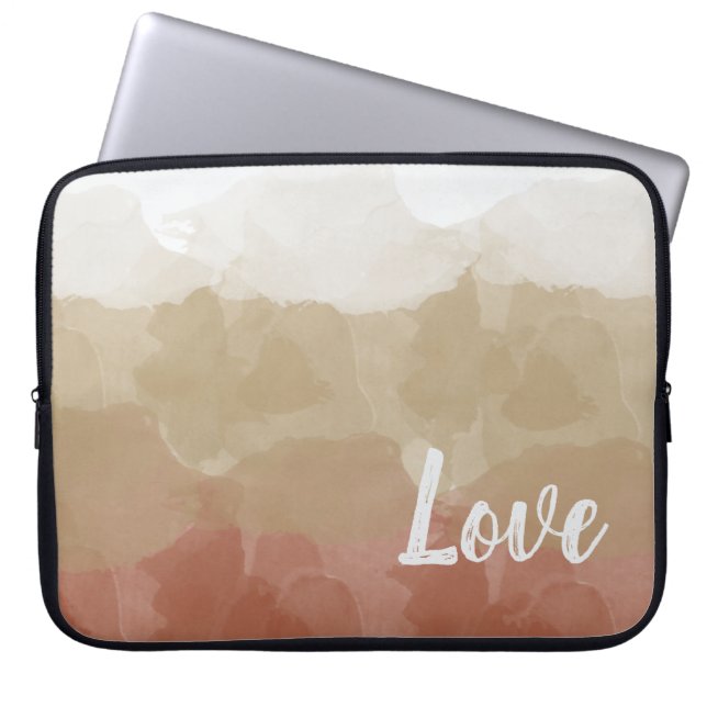 Ombre Brown and Tan Love Graceful Gradient Laptop Sleeve (Front)