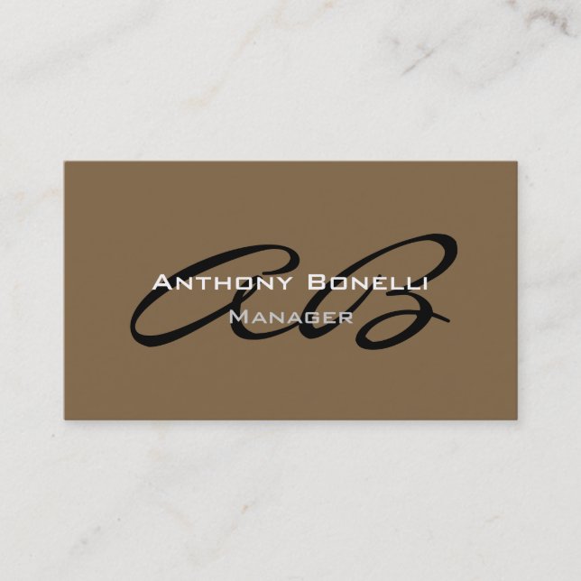 Ombre brute Brown Monogramme moderne Carte de visi (Devant)