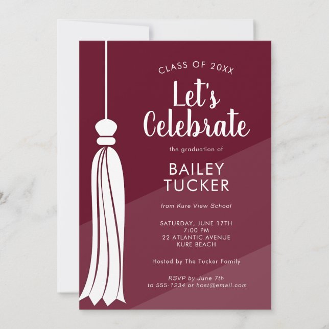 Ombre Burgundy Red Graduation Party Invitation (Front)