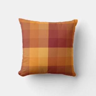 Ombre Chequered Blocks Autumn colours Throw Pillow
