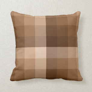 Ombre Chequered Blocks Browns Throw Pillow