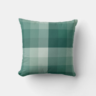 Ombre Chequered Blocks Pine Green Throw Pillow