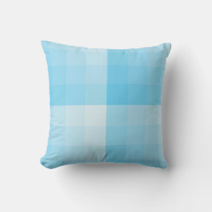 Ombre Chequered Blocks Turquoise Throw Pillow