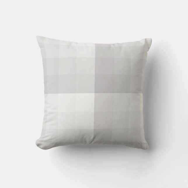 Ombre Chequered Blocks White grey tones Throw Pill Pillow (Front)