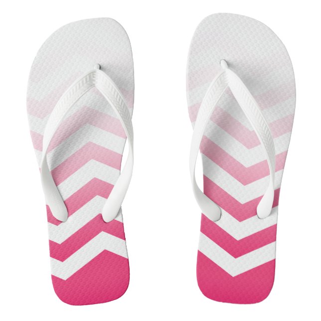 Ombre Chevron Style! | fuchsia white Flip Flops (Footbed)