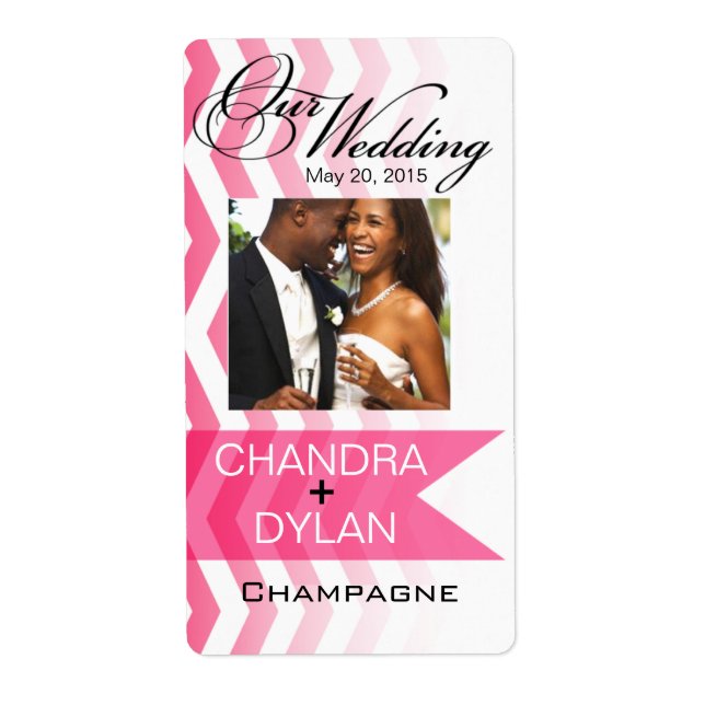 Ombre Chevron Style! hot pink Wine Photo (Front)