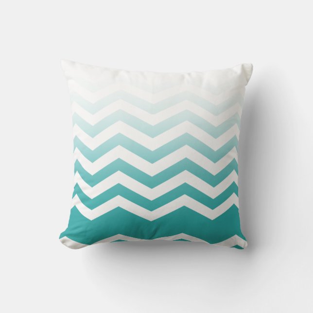 Ombre Chevron Style! teal Throw Pillow (Front)