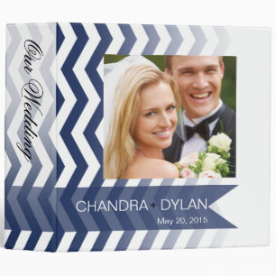 Ombre Chevron Style! wedding album   navy Binder