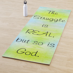 Ombre Christian The Struggle Is Real so is God Yoga Mat