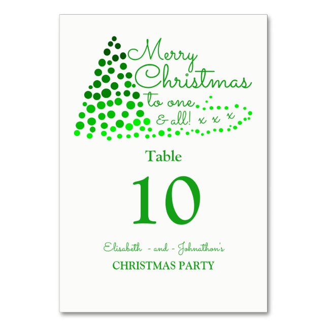 Ombré Christmas Tree, Christmas Table Number (Front)