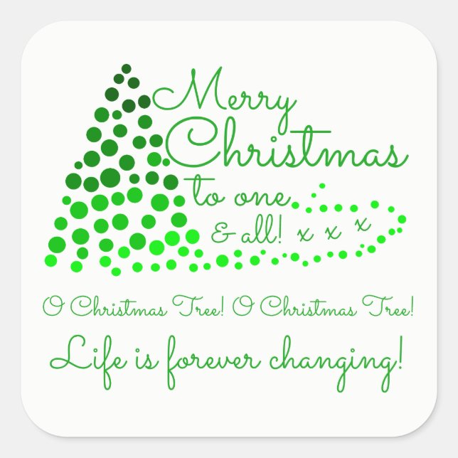 Ombré Christmas Tree, Festive Square Sticker (Front)