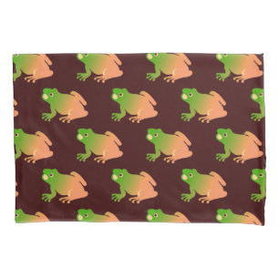 Ombre colour block frog on brown pillowcase