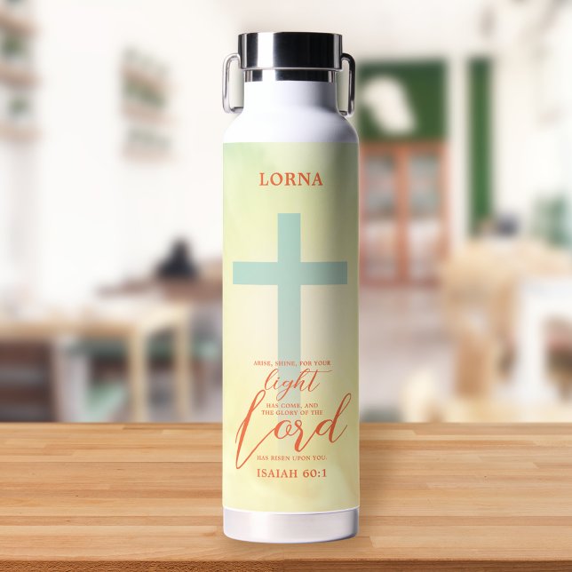 Ombre Cross Bible Verse Personalized Water Bottle (Creator Uploaded)