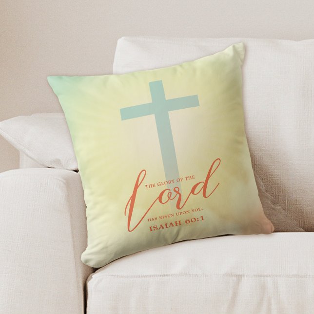 Ombre Cross Scripture Throw Pillow (Creator Uploaded)