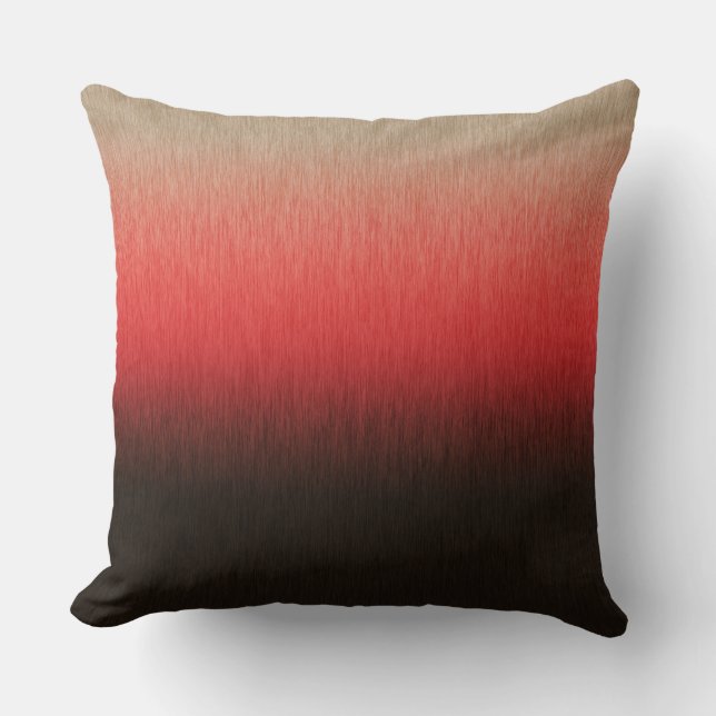 Ombre Dark Brown Coral Red Almond Throw Pillow (Front)