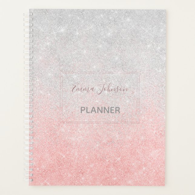 Ombre de Parties scintillant en argent et rose (Devant)
