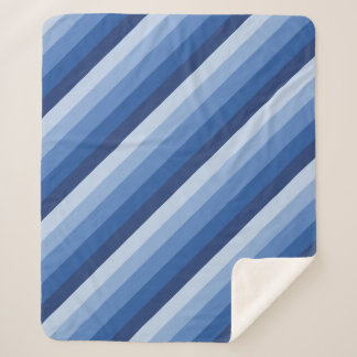 Ombre diagonal stripes in blue tones sherpa blanket