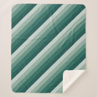 Ombre diagonal stripes in green tones sherpa blanket