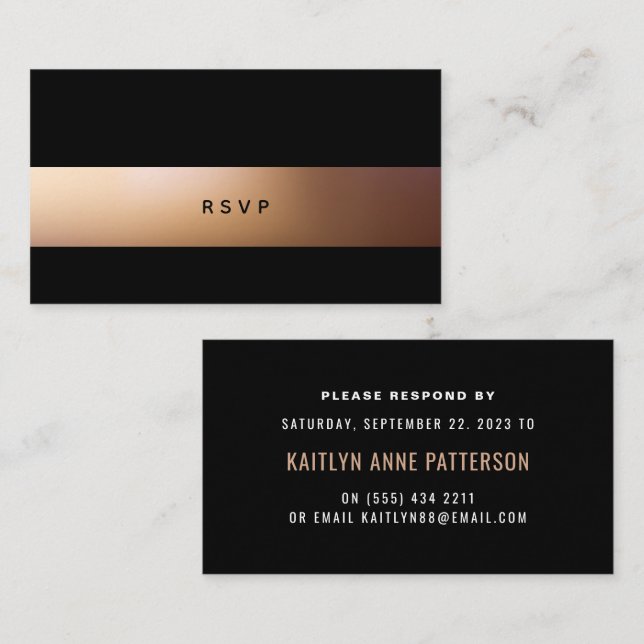 Ombré d'or, carte RSVP moderne (Devant / Derrière)