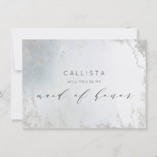 Ombre Dusty Blue Frost Maid of Honour Proposal Car
