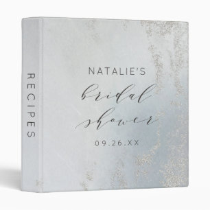Ombre Dusty Blue Frosted Bridal Shower Recipe Card Binder
