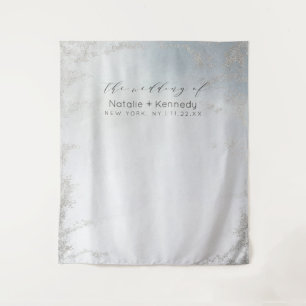 Ombre Dusty Blue Frosted Luxe Photo Booth Backdrop Tapestry